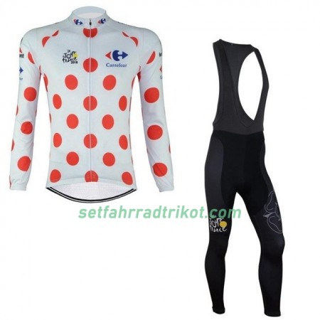 Set Gepunktetes Langarmtrikot + Lang Trägerhose 2017 Tour De France